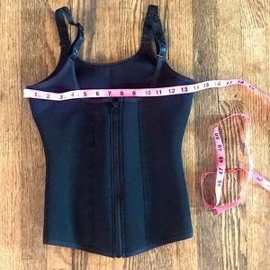 Black neoprene body contour top